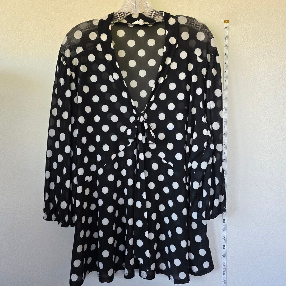 Siren Lily Sheer Polka Dot Womens 2X Top